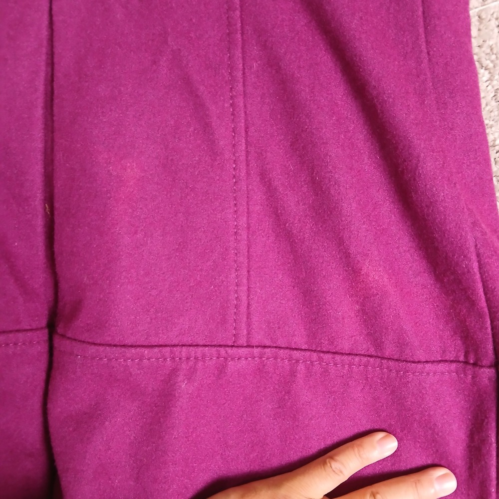 GUESS Womens Magenta Purple Double Breasted Pea Coat Leopard Print Lining - Picture 6 of 16